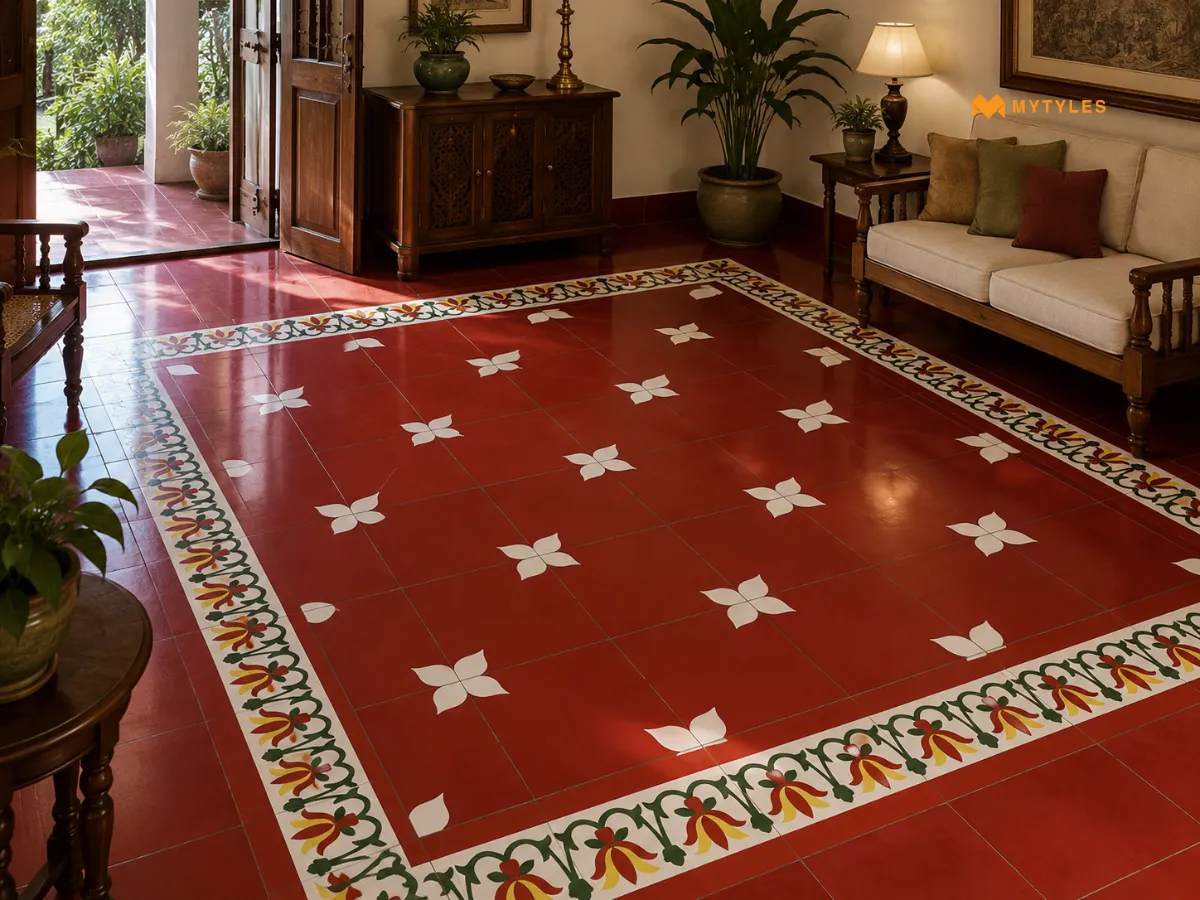 Red Athangudi Carpet Tiles
